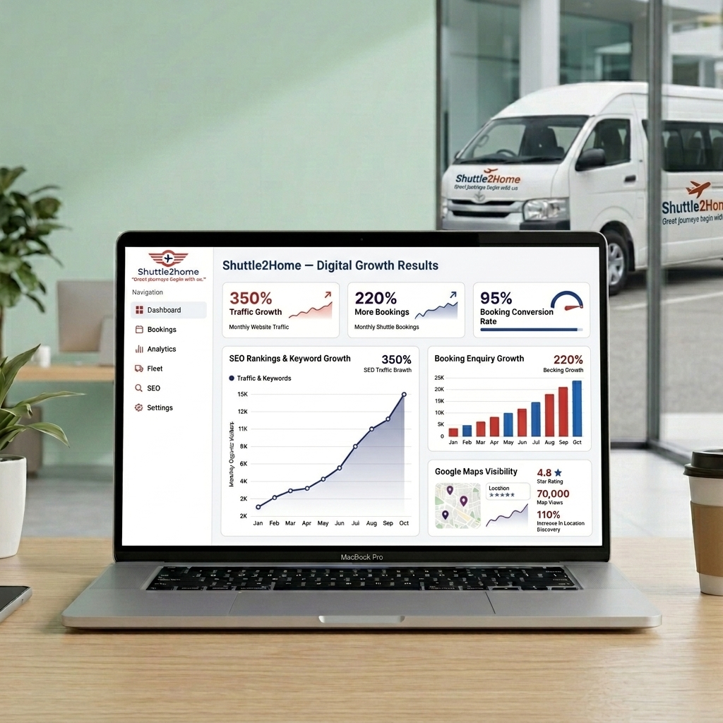 Shuttle2Home Airport Transfer Digital Growth Dashboard — Isynbus Case Study